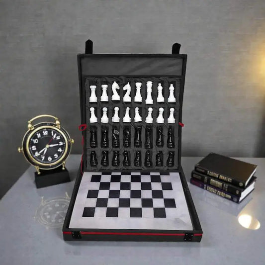 15 Inch White and Black Luxury Chess Set