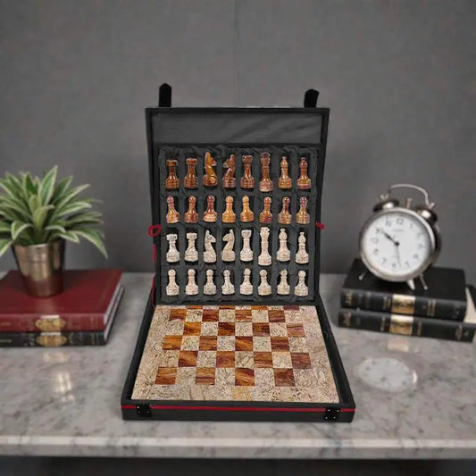 15 x 15 Coral Brown Handmade Chess Set