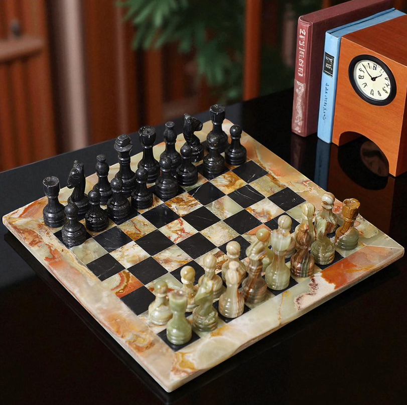 Marble Hives Luxury Handmade Marble Chess Set β Green & Black