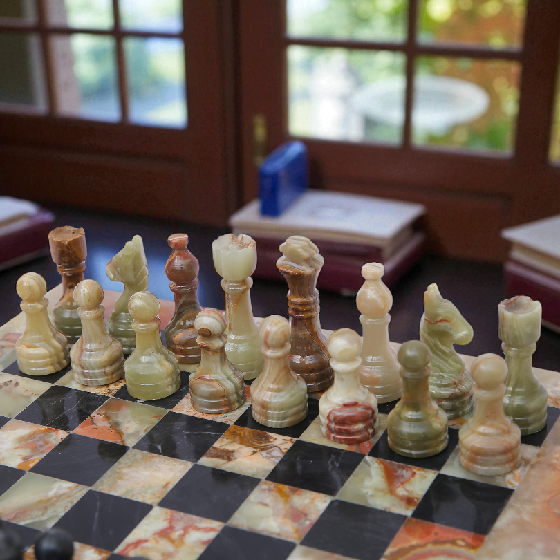 Marble Hives Luxury Handmade Marble Chess Set β Green & Black