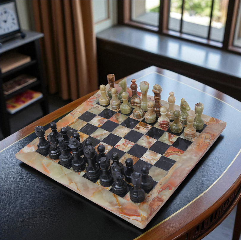 Marble Hives Luxury Handmade Marble Chess Set β Green & Black