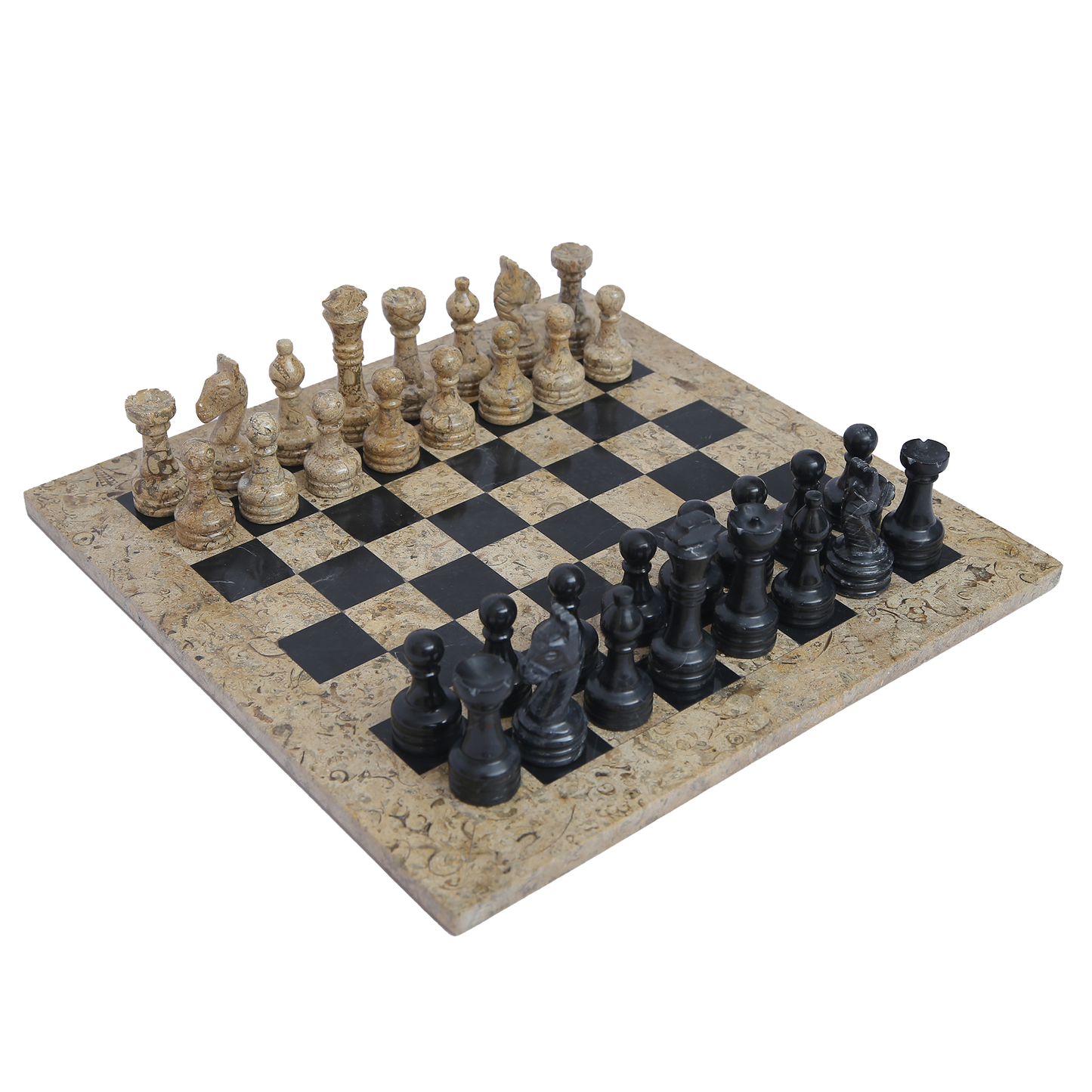 Marble Hives Luxury Handmade Marble Chess Set – Coral & Black