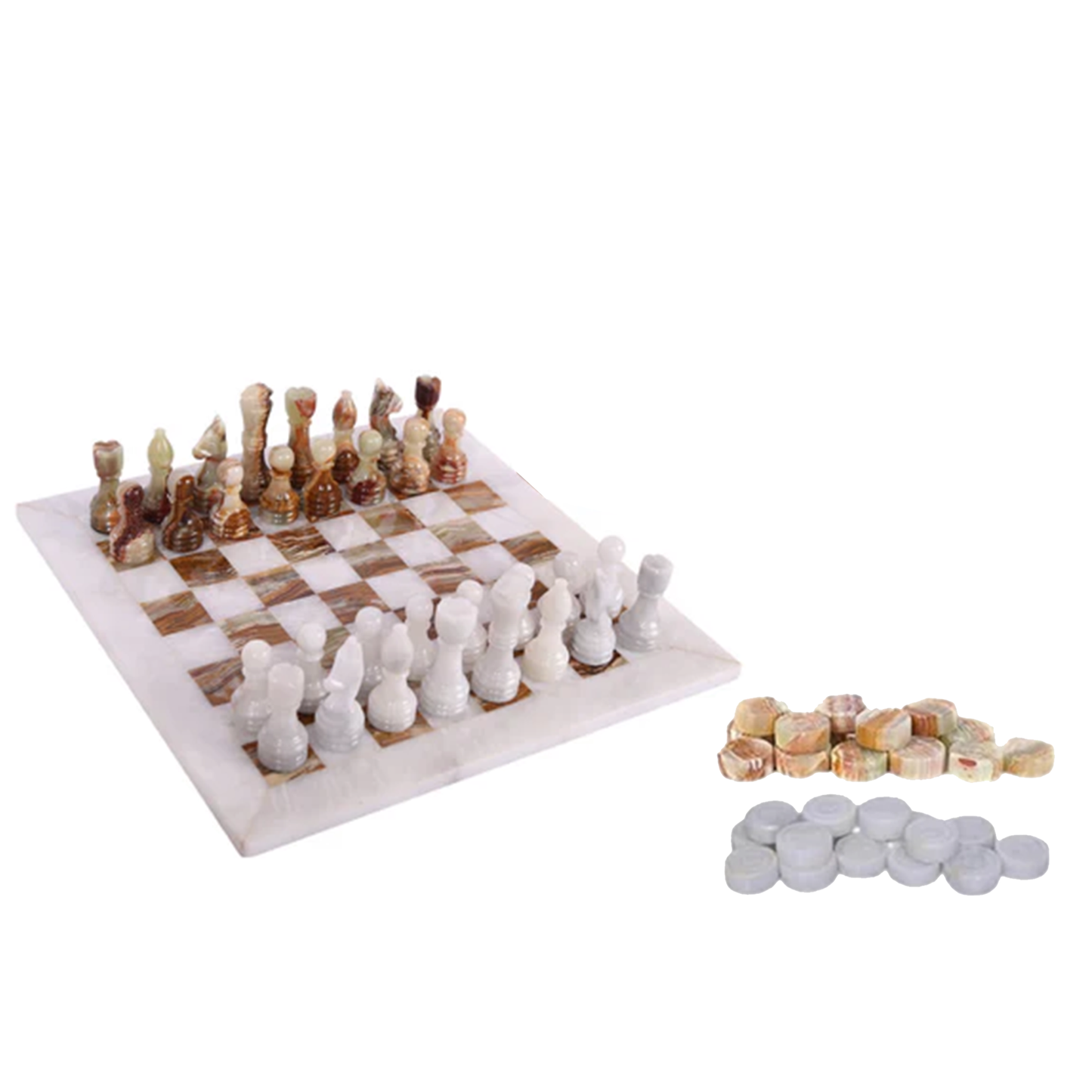 Marble Hives Luxury Handmade Marble Chess Set – Green & White