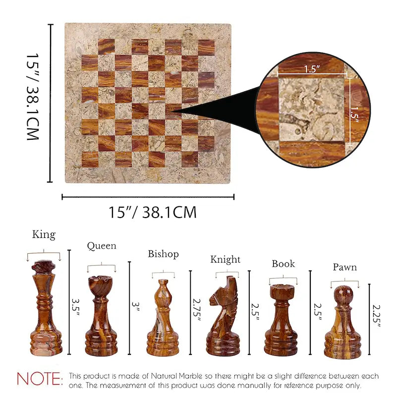 Coral Brown Chess Set