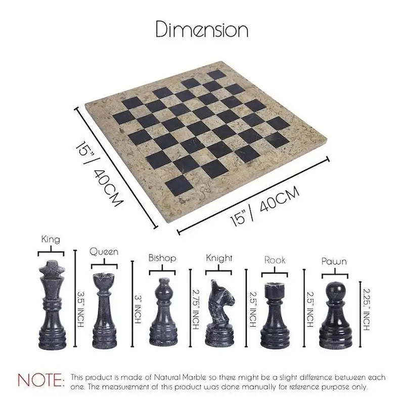 Coral and Black Marble Chess Set