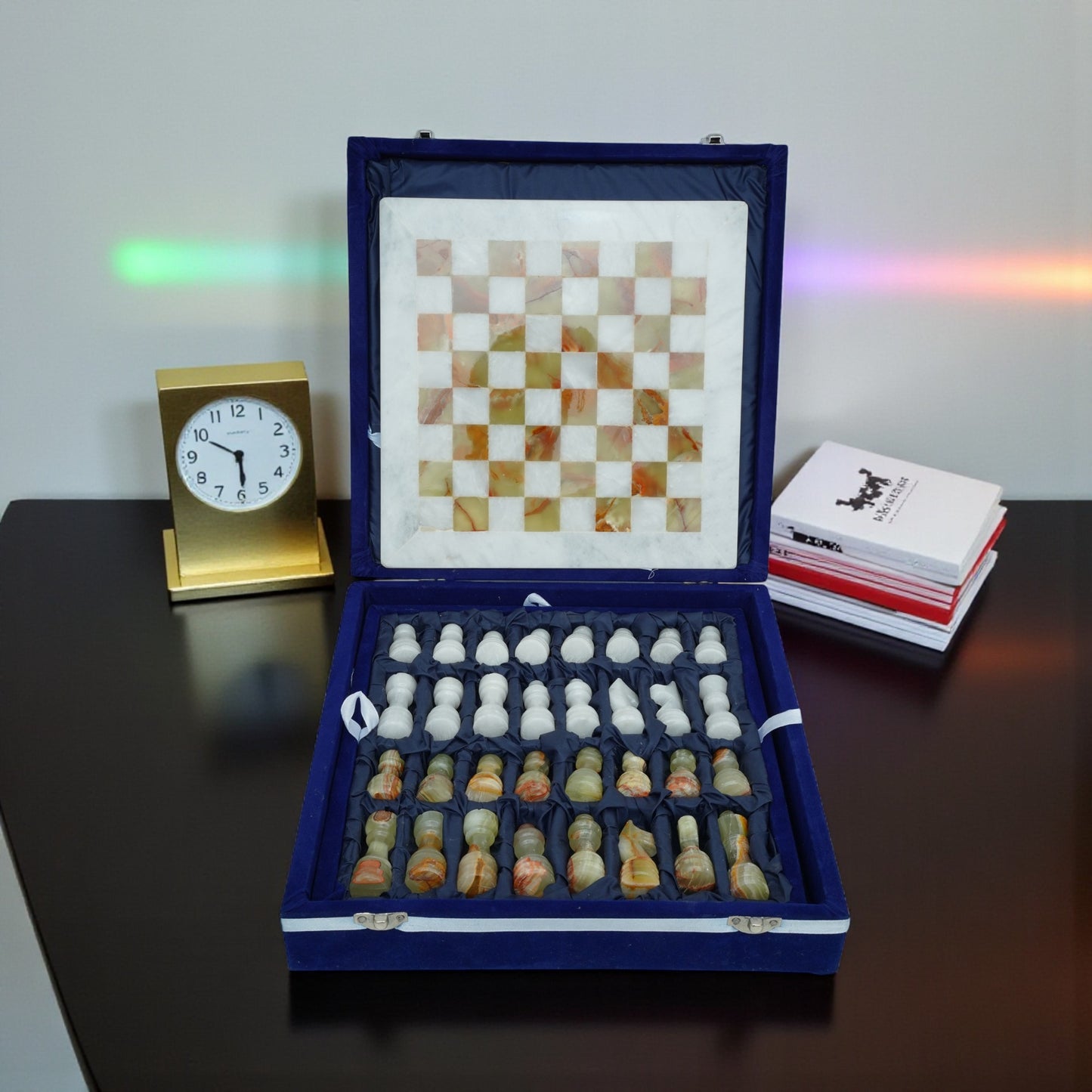 Marble Hives Luxury Handmade Marble Chess Set -White and Green -10 Inch