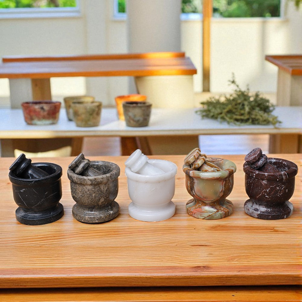 Marble Mortar and Pestle Set (2.5 inch) Red Ziyarat