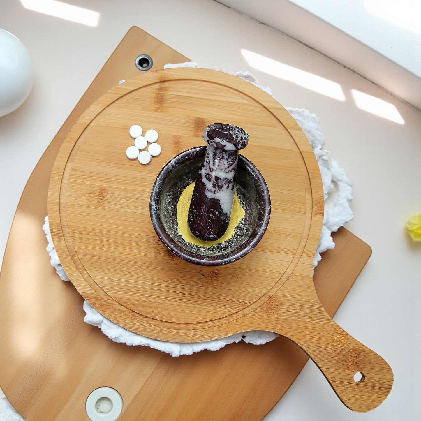 Marble Mortar and Pestle Set (4 inches) Red Ziarat