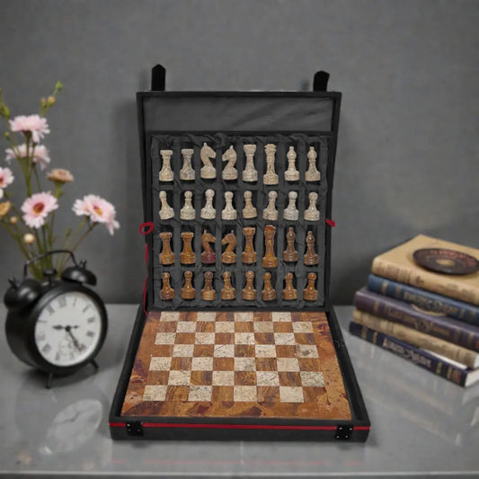 coral chess set with storage