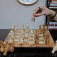 Marble Hives Luxury Handmade Marble Chess Set - Red and Coral -10 Inch
