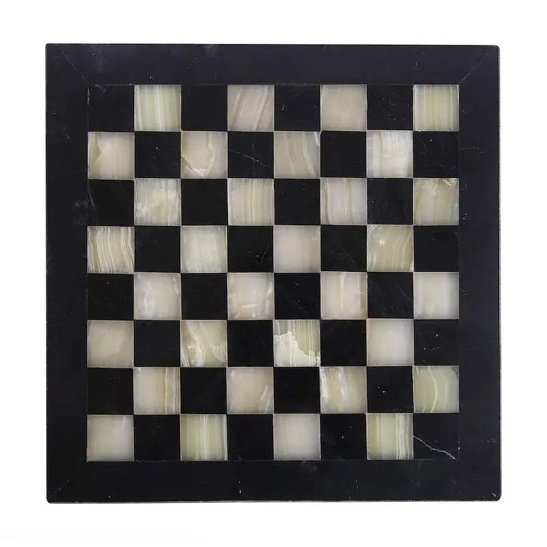 12 Inch Black & Onyx Marble Chess Set