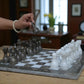 12 Inch Grey & White Marble Ches Set