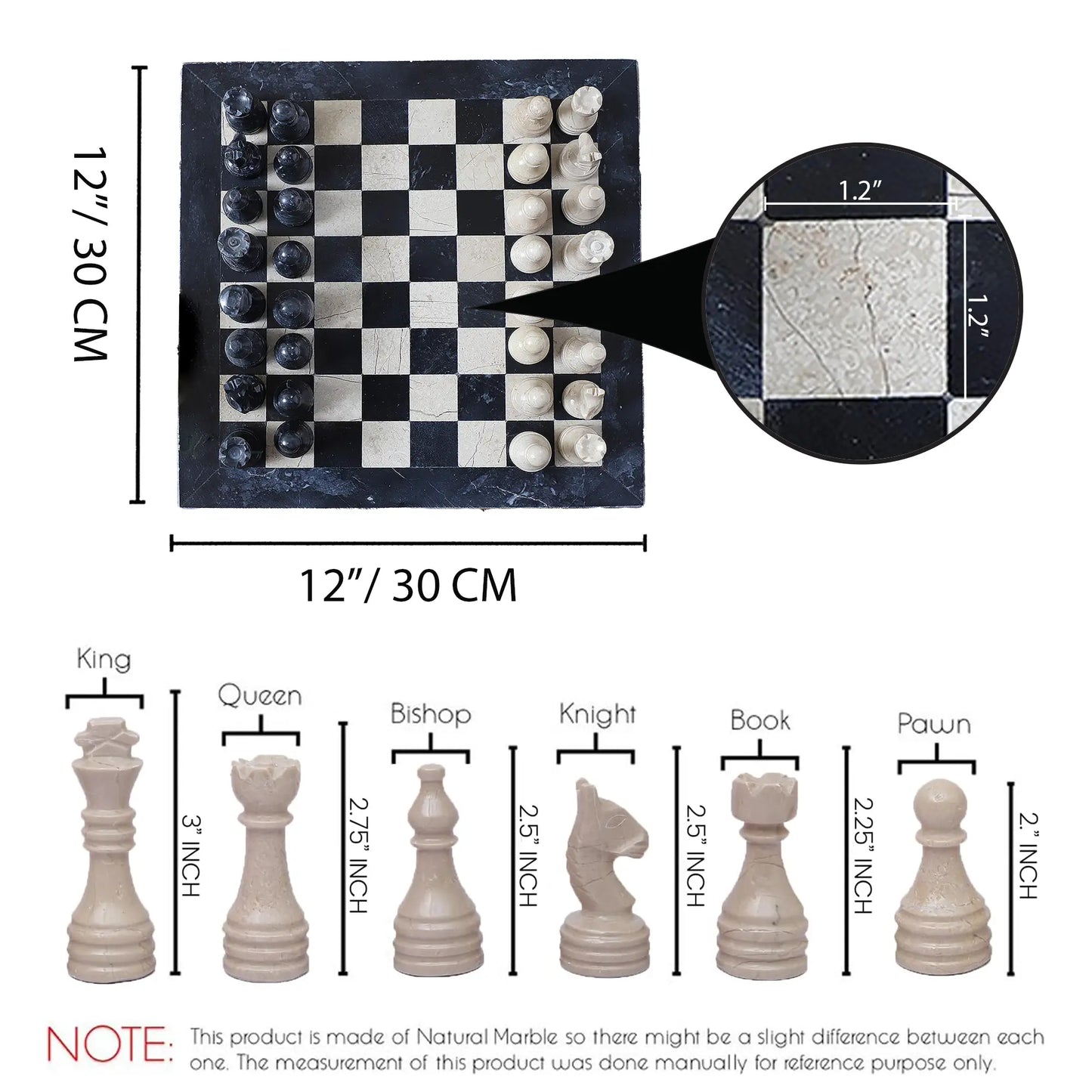 12 inch black verona chess