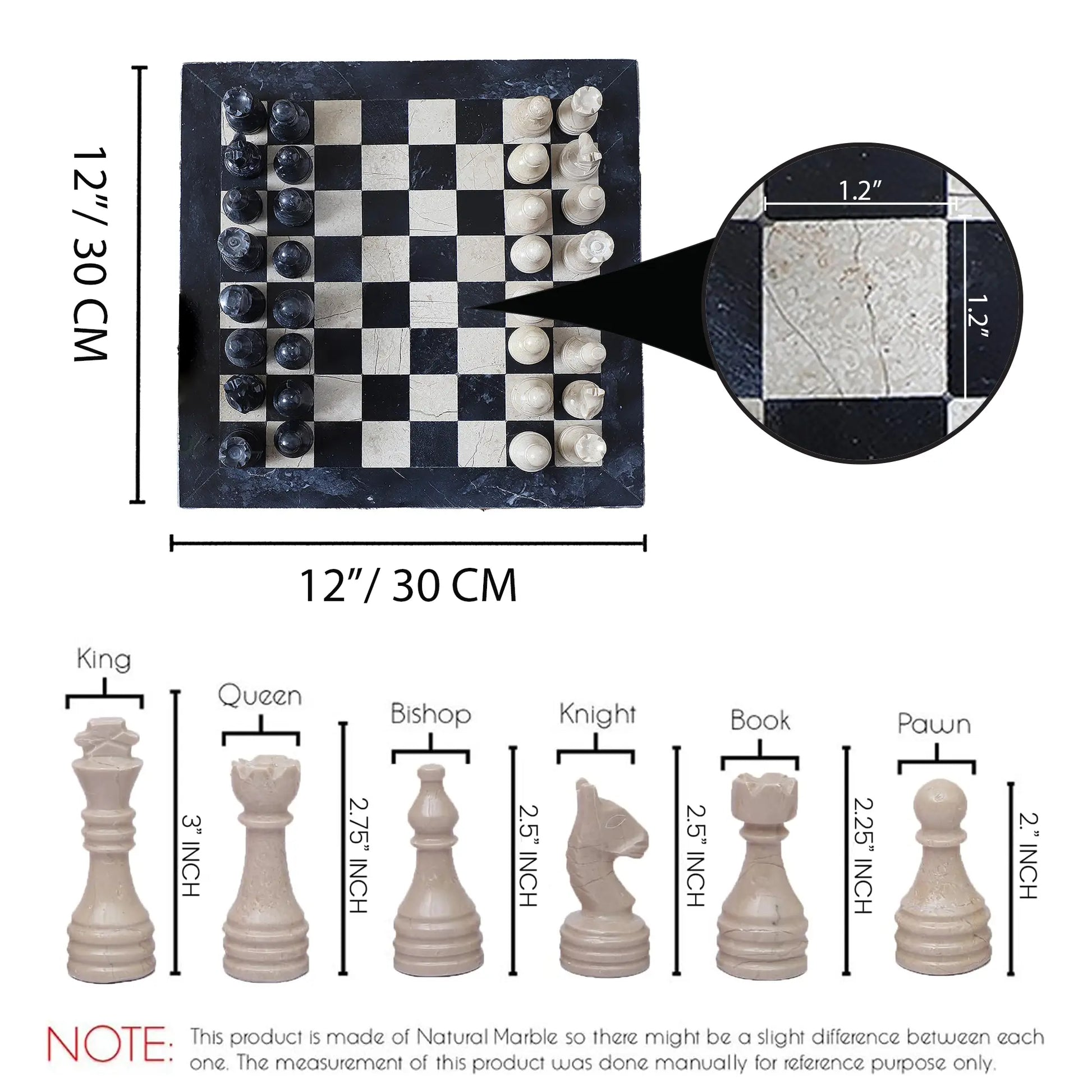12 inch black verona chess