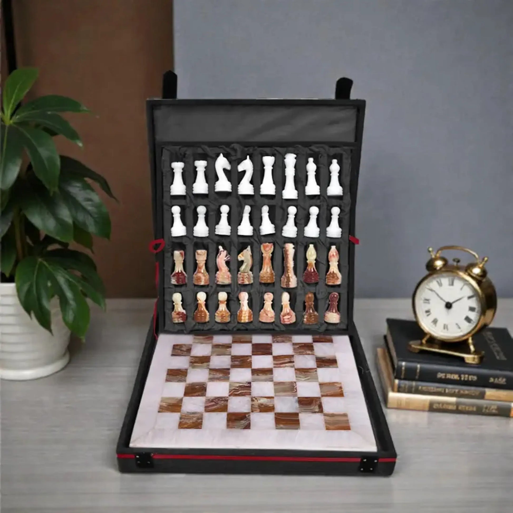  12 x12 White and onyx Chess Set