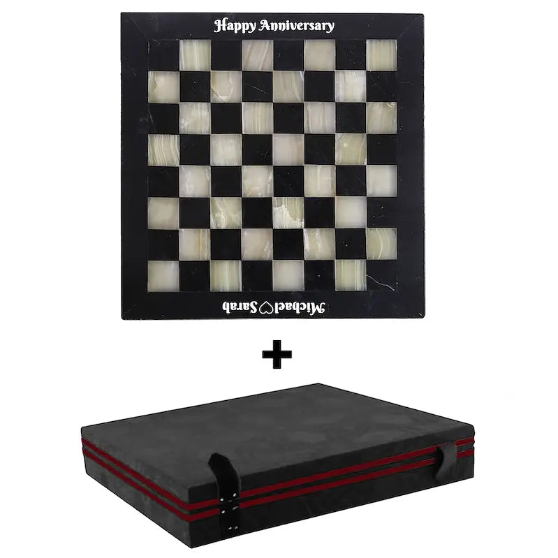 12 x 12 Black & Onyx Handmade Marble Chess Set