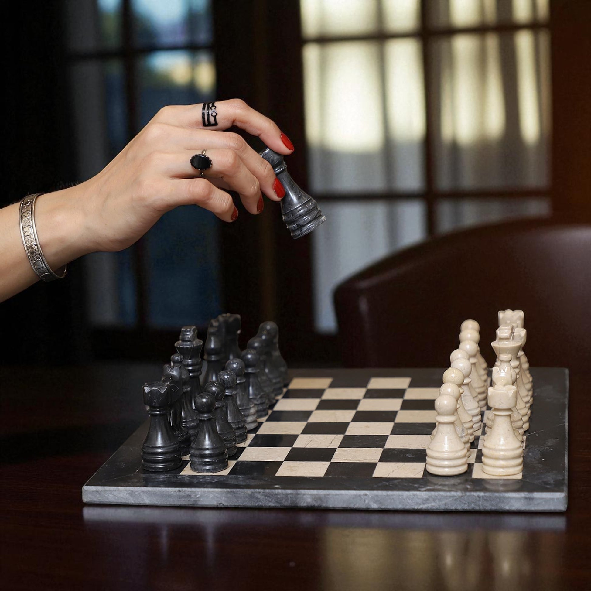 12 x 12 black verona chess 