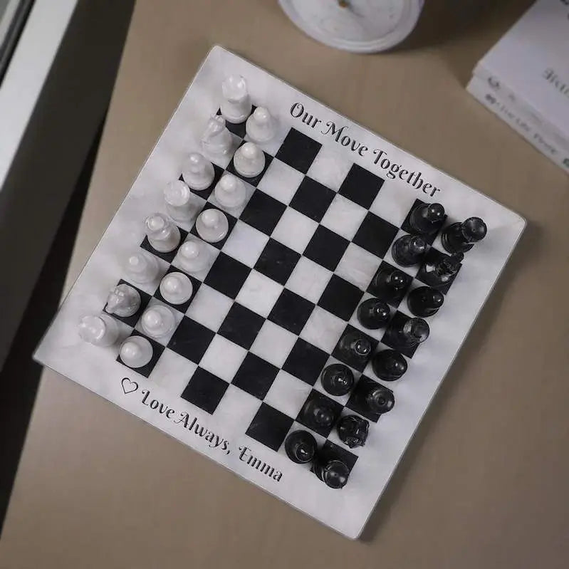 15 Inch White and Black Handmade Luxury White Black Chess Set