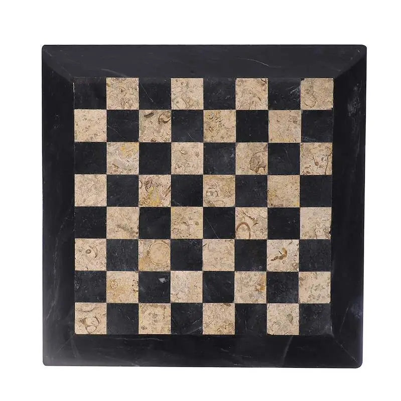 15 x 15 Inch Black & Coral Handmade Marble Chess Set For Sale