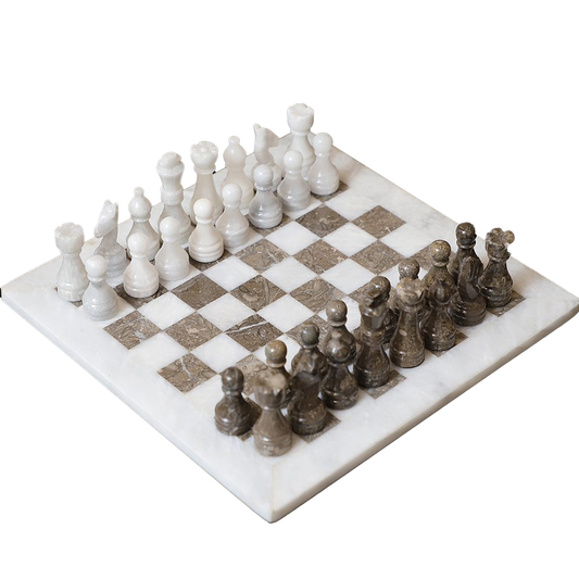 Marble Hives Luxury Handmade Marble Chess Set – Oceanic & White