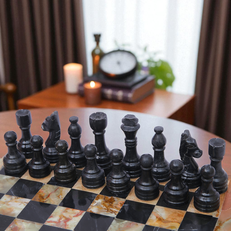 Marble Hives Luxury Handmade Marble Chess Set – Green & Black