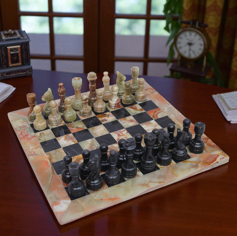 Marble Hives Luxury Handmade Marble Chess Set – Green & Black