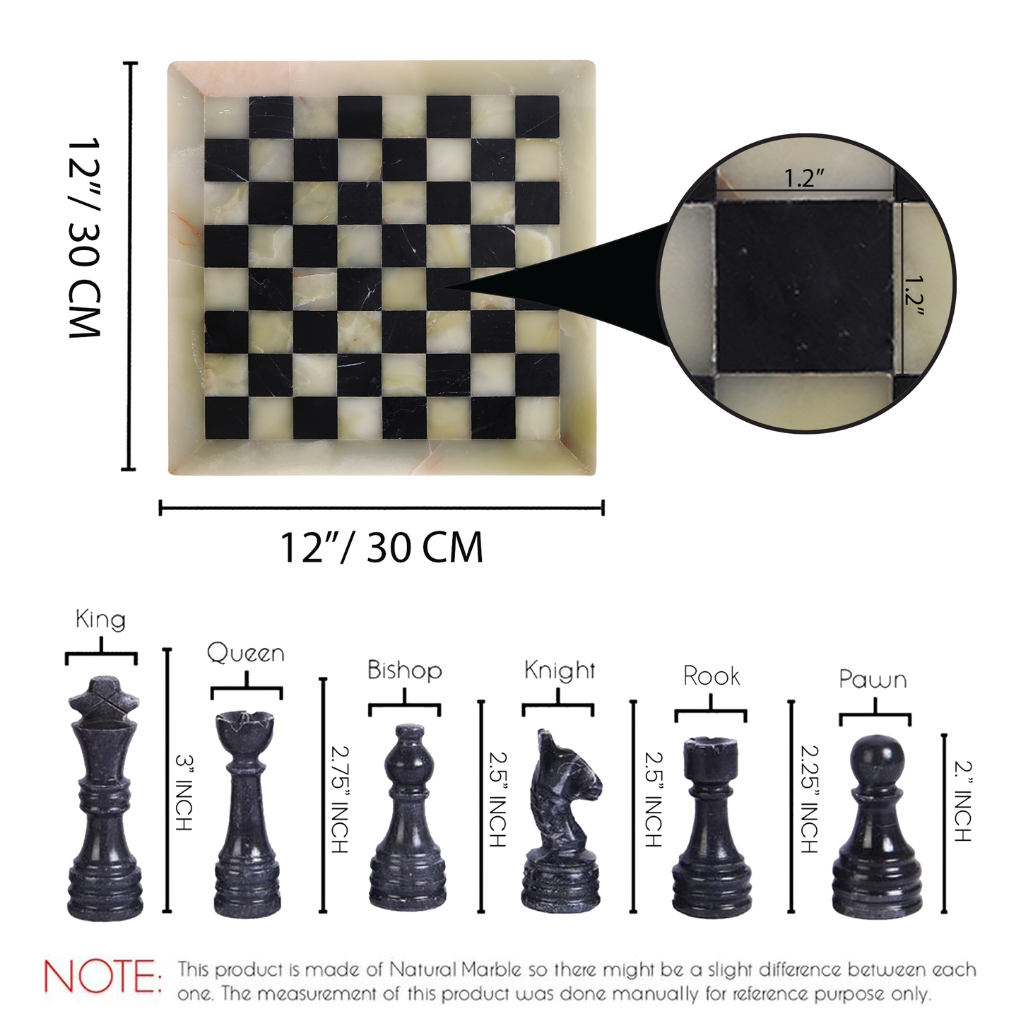 Marble Hives Luxury Handmade Marble Chess Set – Green and Black