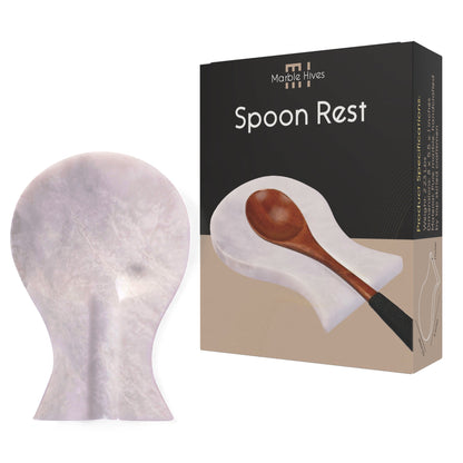 Marble Spoon Rest, Utensil Holder and Versatile Kitchen Counter Accessory with Adhesive Stickers for Secure Placement, 8L x 5.5W x 1H Inches, and Effortless Style and Functionality