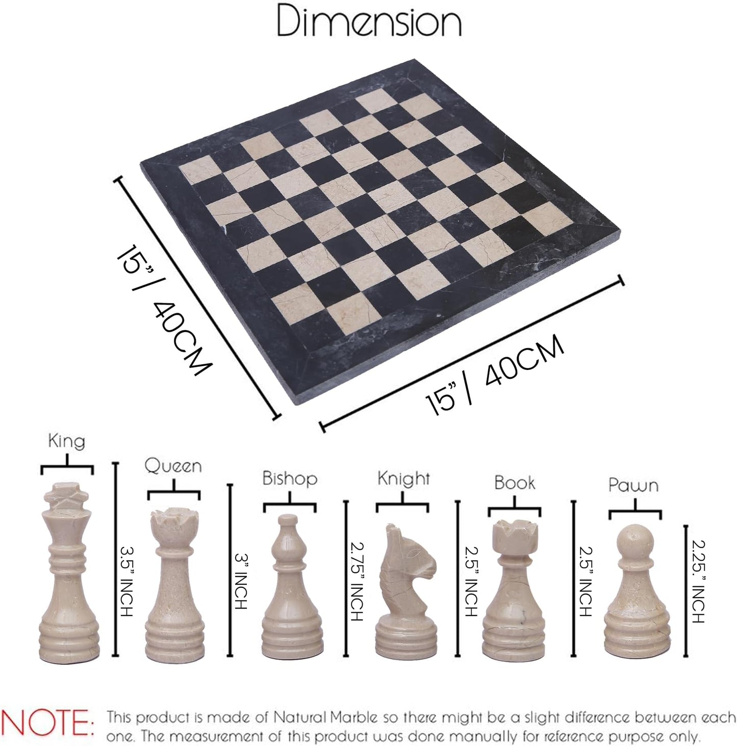 Marble Hives Luxury Handmade Marble Chess Set – Black and Beige