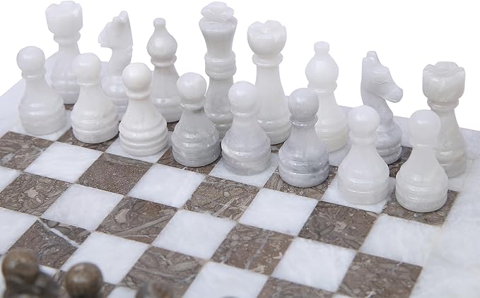 Marble Hives Luxury Handmade Marble Chess Set – Oceanic & White