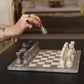 Marble Hives Luxury Handmade Marble Chess Set – Oceanic and Beige