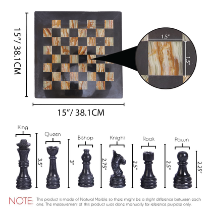 Marble Hives Luxury Handmade Marble Chess Set – Black & Onyx Green