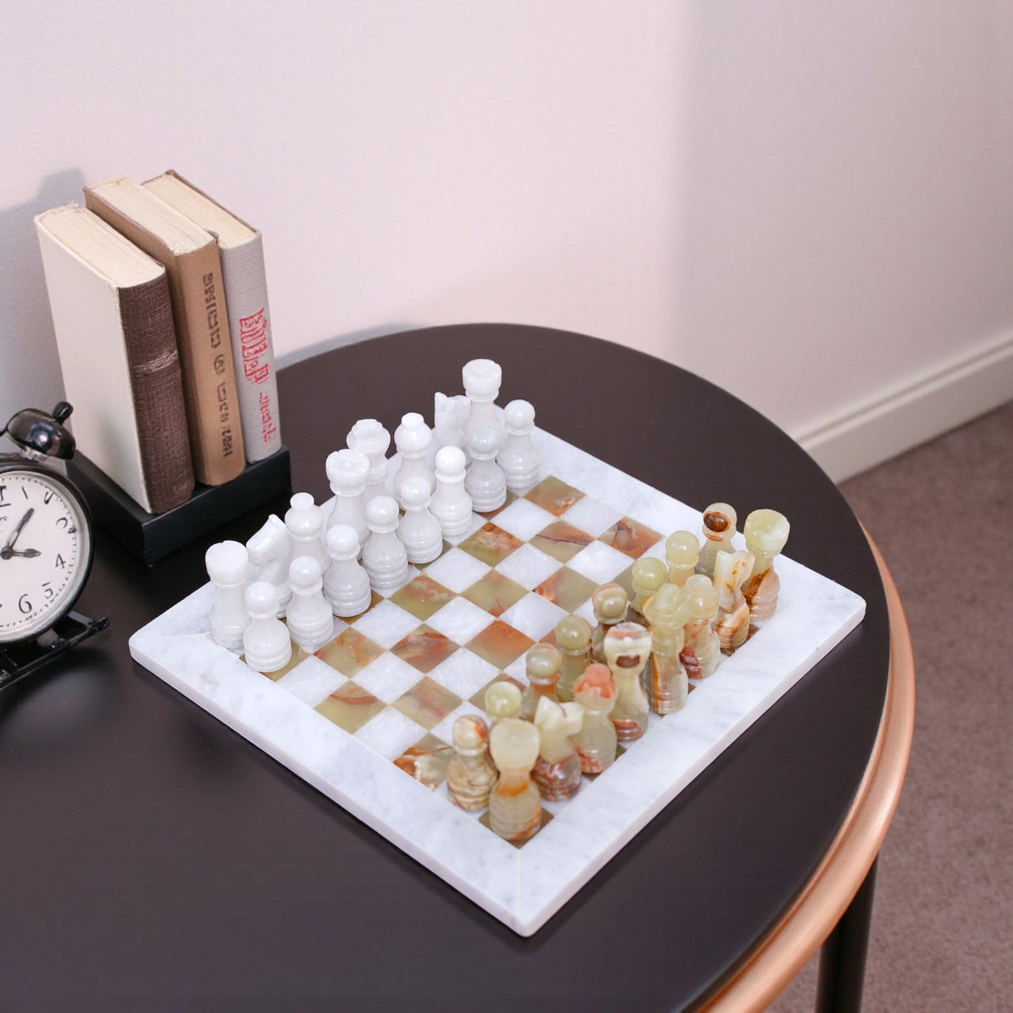 Marble Hives Luxury Handmade Marble Chess Set -White and Green -10 Inch