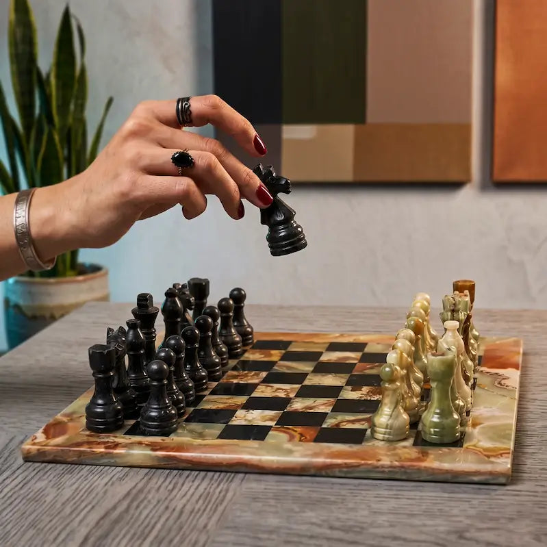 Green & Black Marble Chess 
