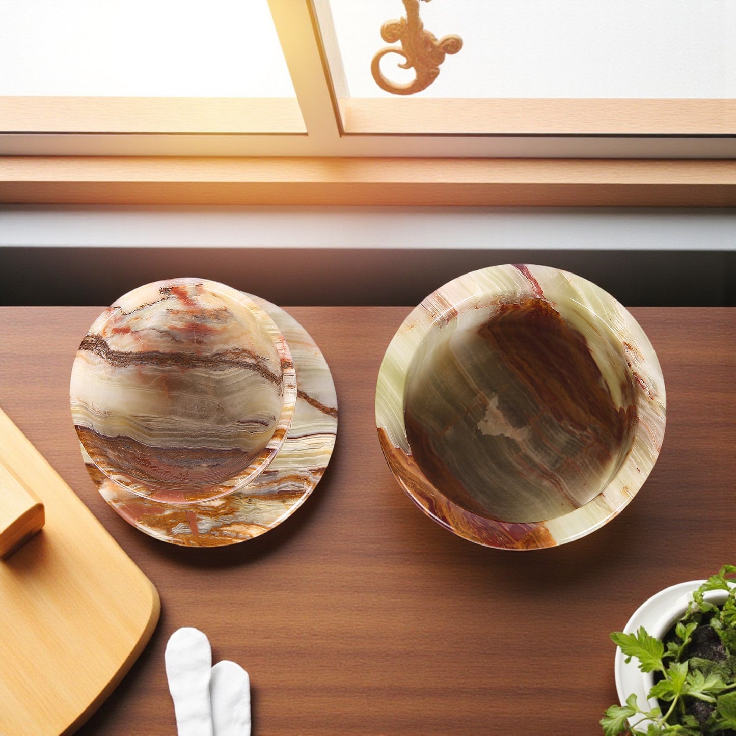 Marble Butter Crock With Lid Perfect Butter Keeper Crock- Onyx Green