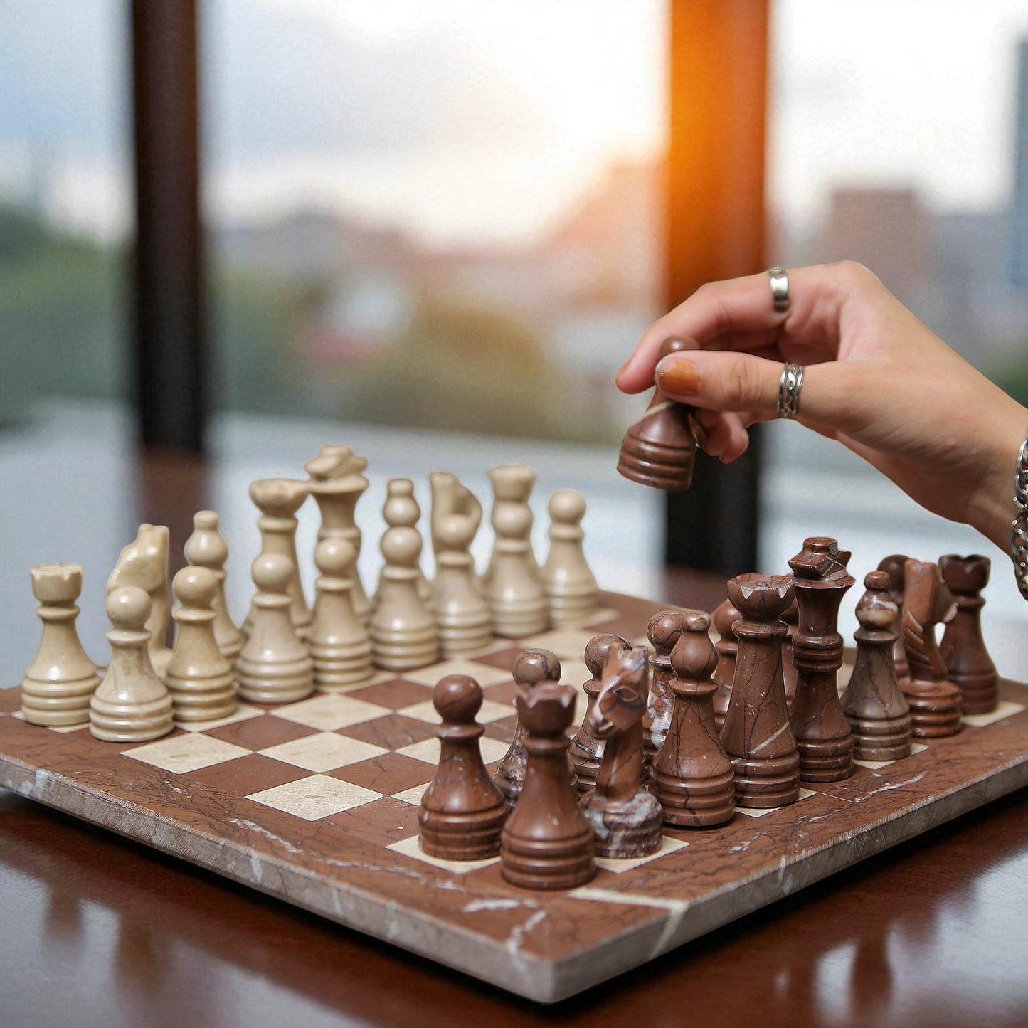 Marble Hives Luxury Handmade Marble Chess Set – Marina & Virona