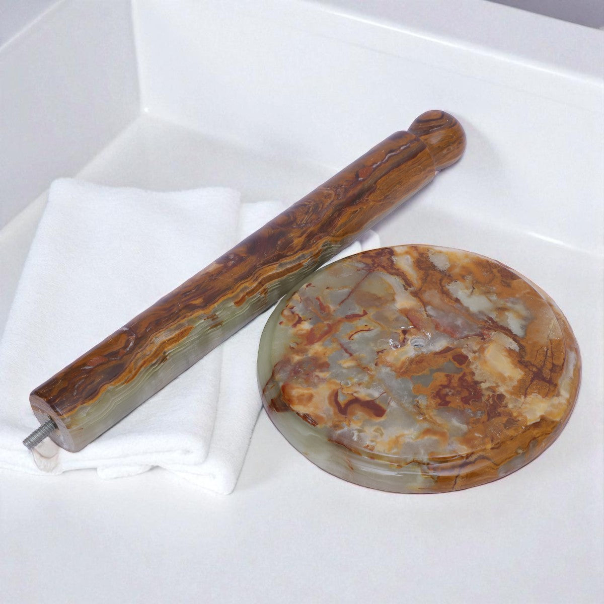 Marble Paper Towel Holder - Onyx Green