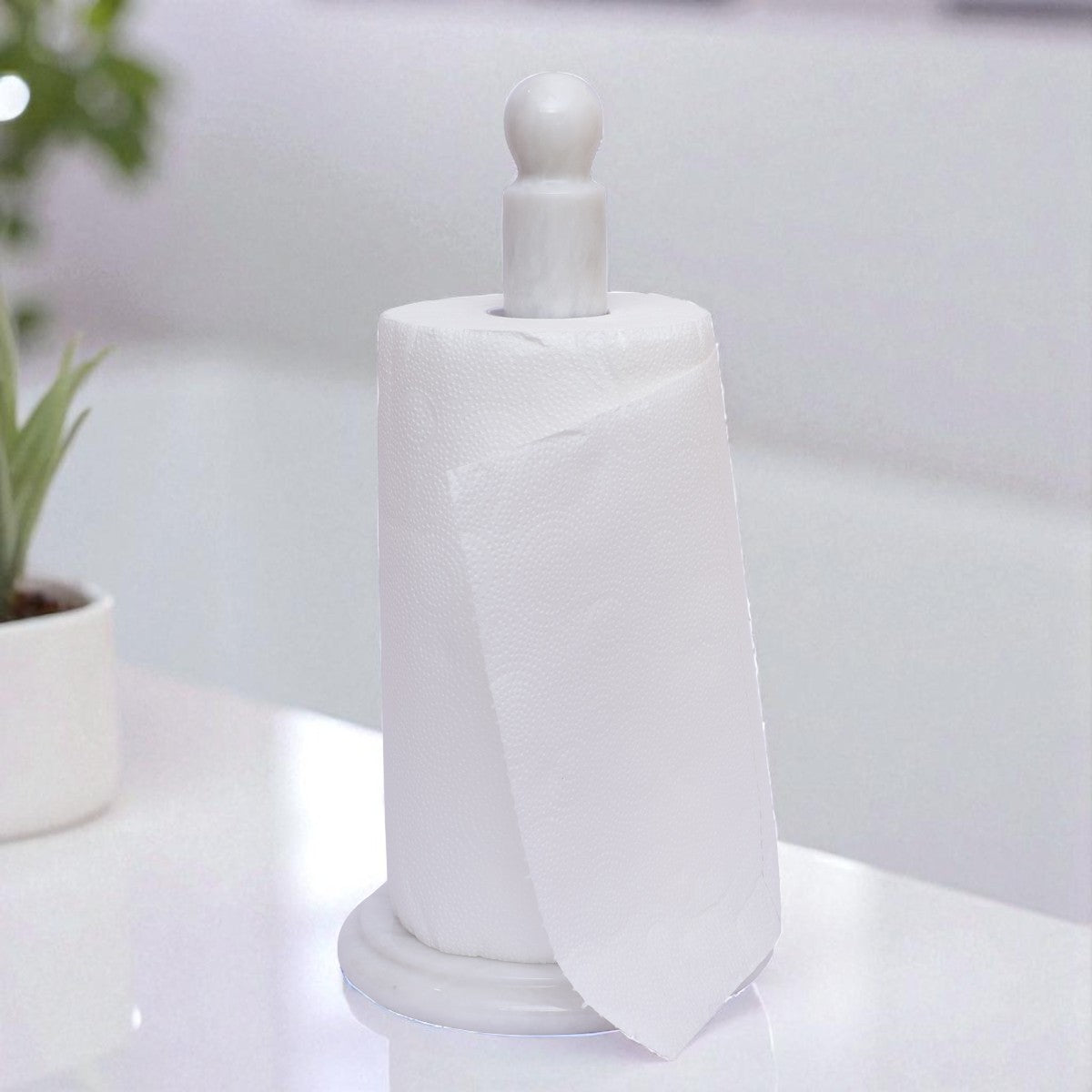 Marble Paper Towel Holder - White