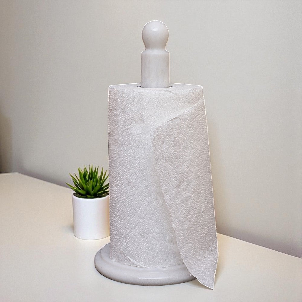 Marble Paper Towel Holder - White