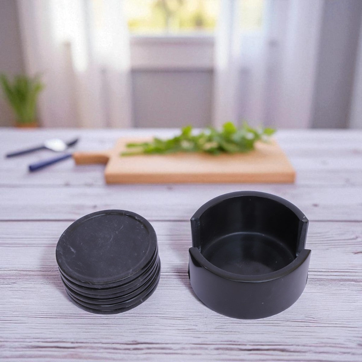 Marble Tea Coaster Pack of 6 - Black