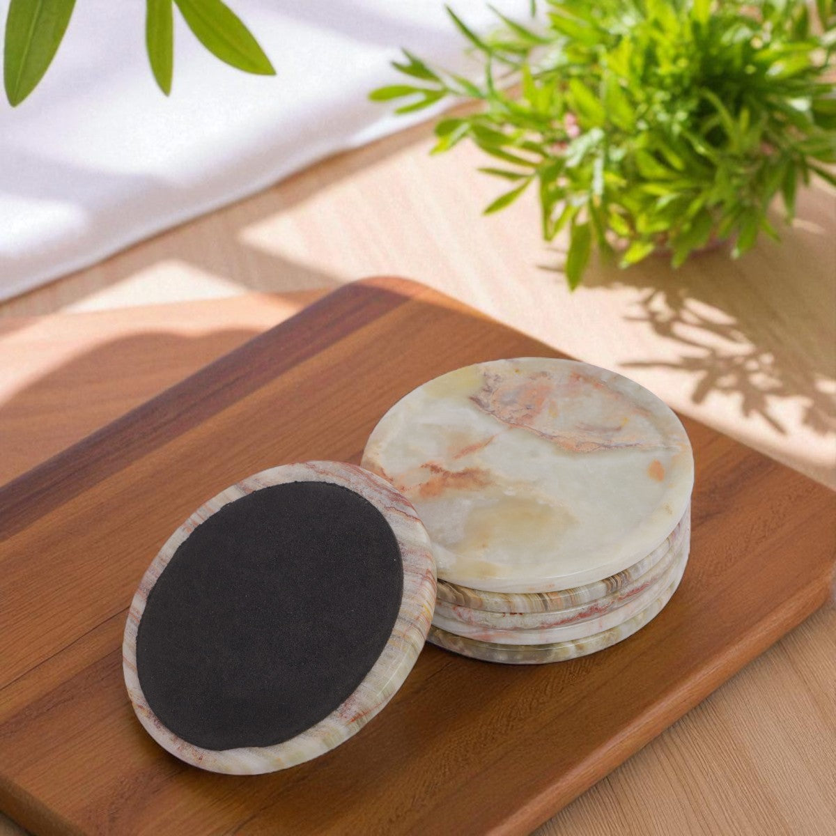 Marble Tea Coaster Pack of 6 - Onyx