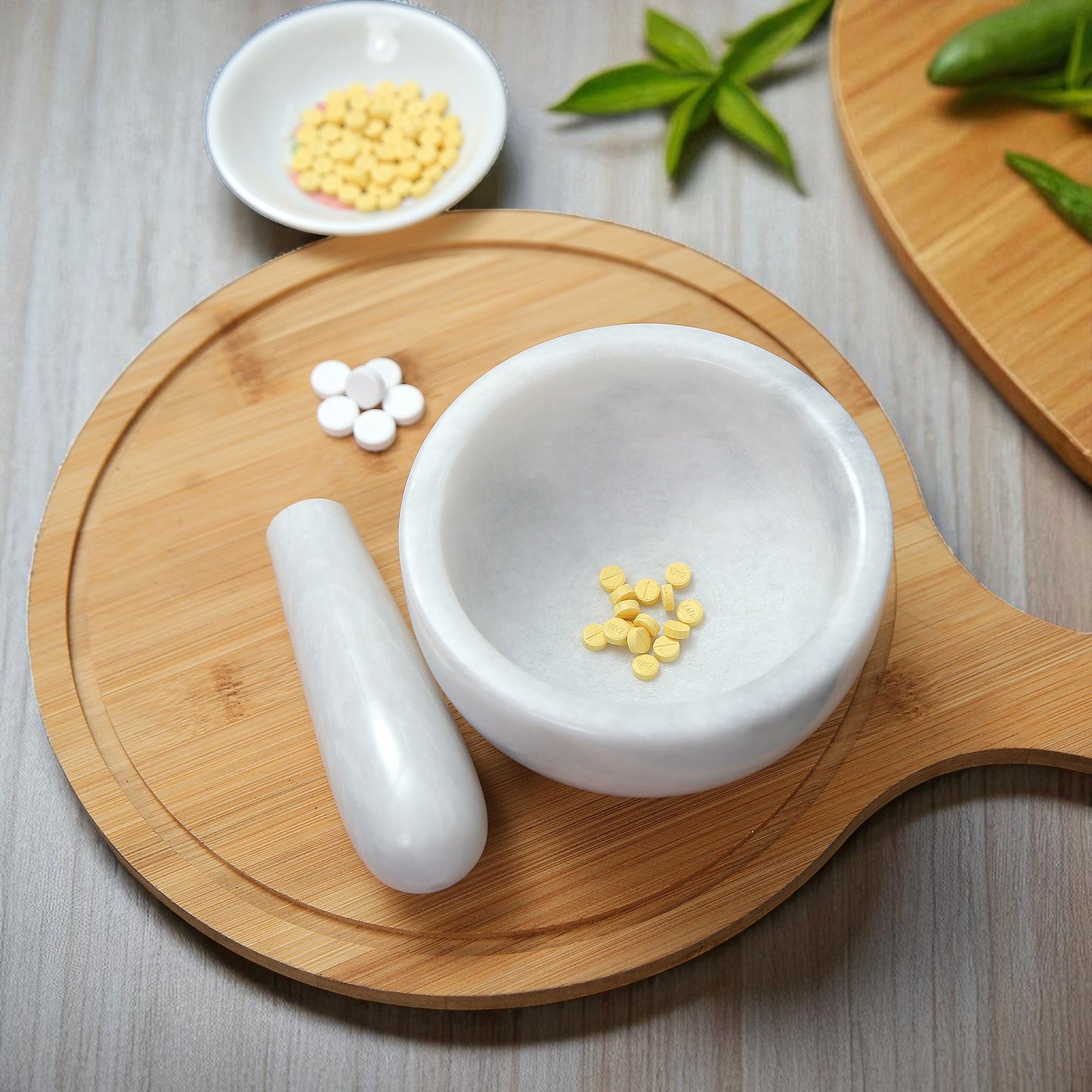 Marble Mortar and Pestle Set (5 inch) White