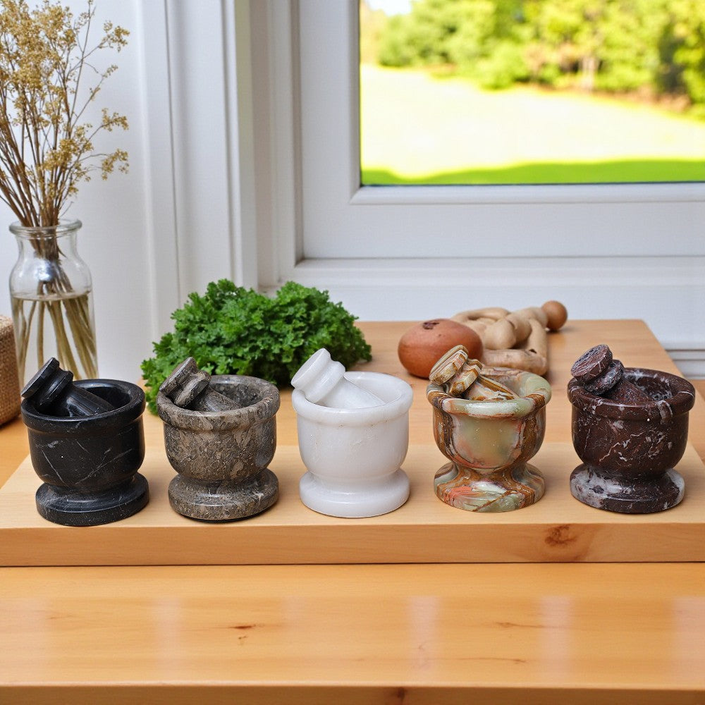 Marble Mortar and Pestle Set (2.5 inch) White
