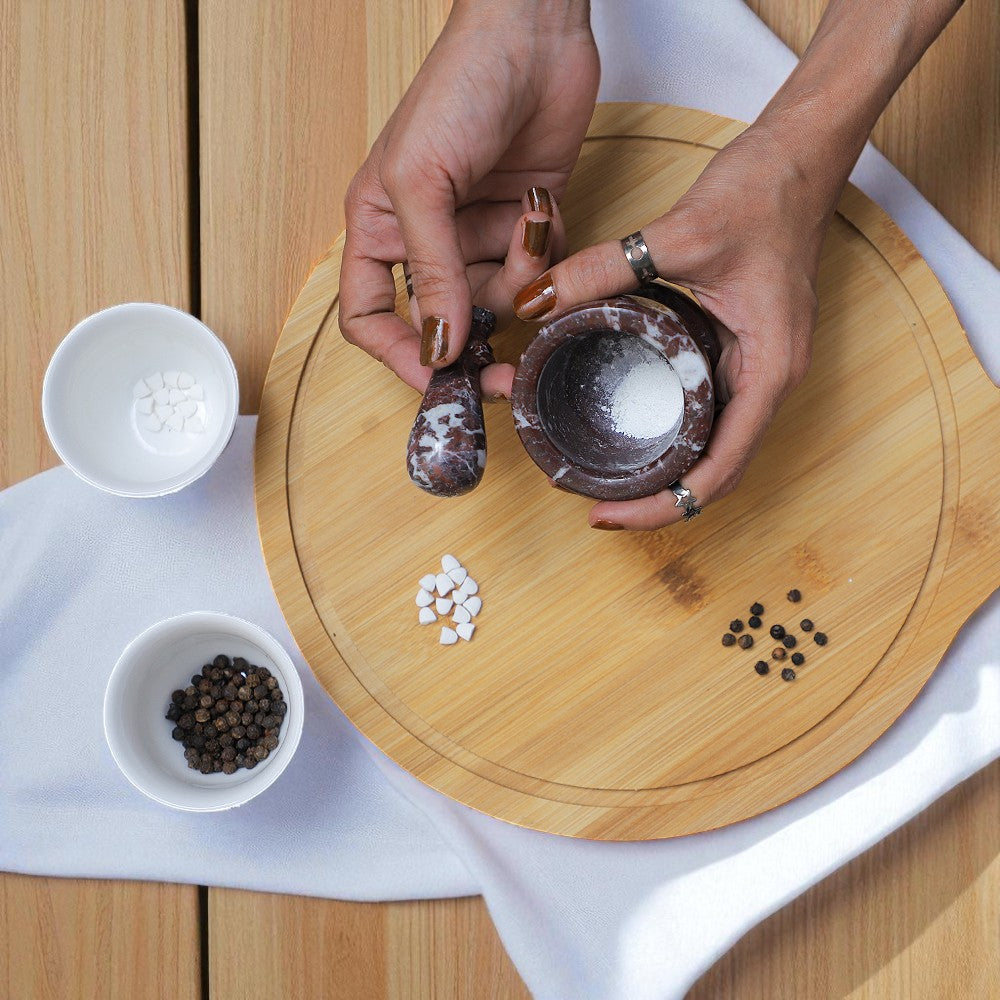 Marble Mortar and Pestle Set (2.5 inch) Red Ziyarat