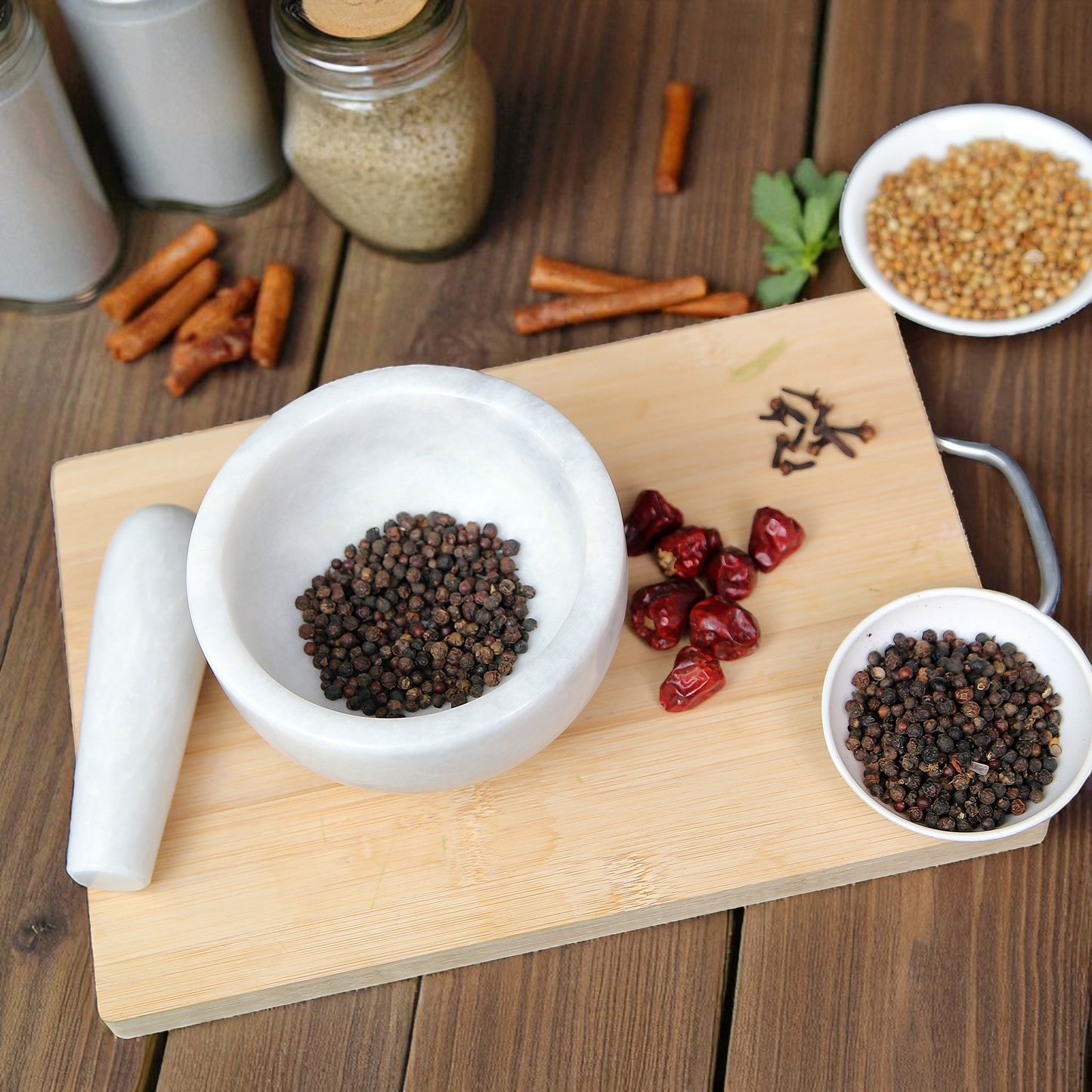 Marble Mortar and Pestle Set (5 inch) White