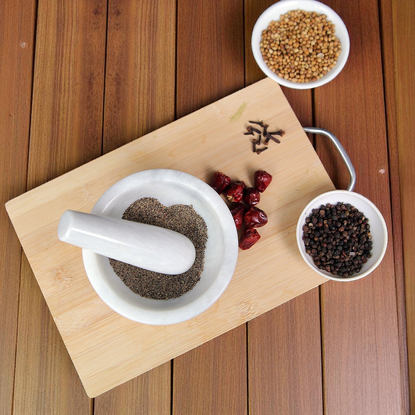 Marble Mortar and Pestle Set (5 inch) White