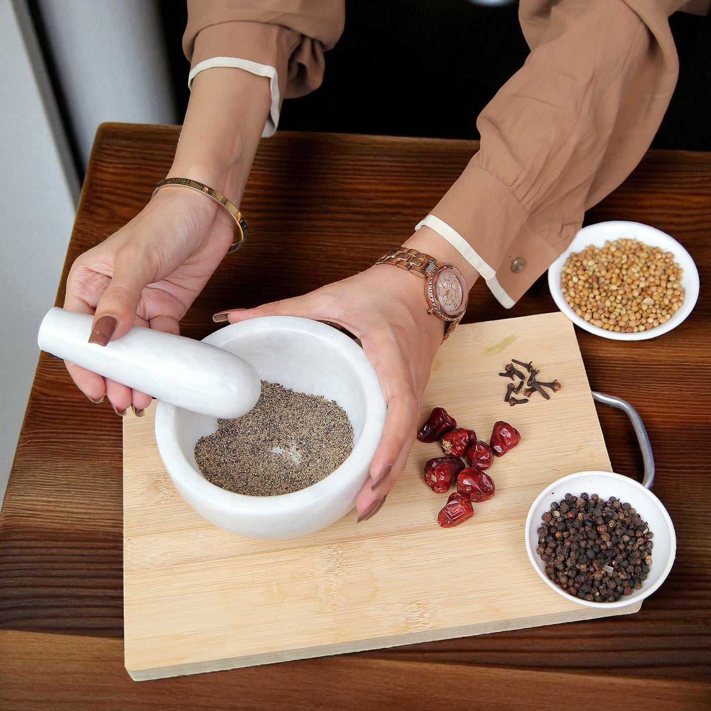Marble Mortar and Pestle Set (5 inch) White
