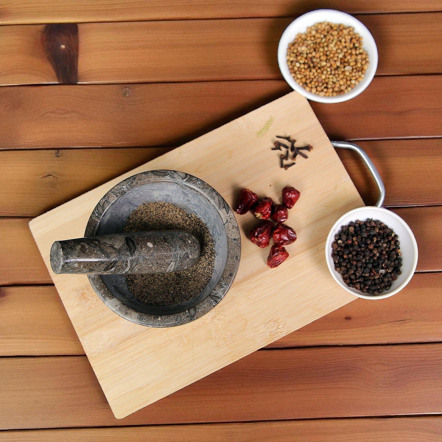 Marble Mortar and Pestle Set (5 inch) Grey