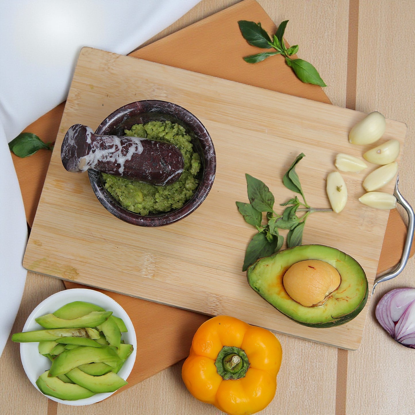 Marble Mortar and Pestle Set (4 inches) Red Ziarat