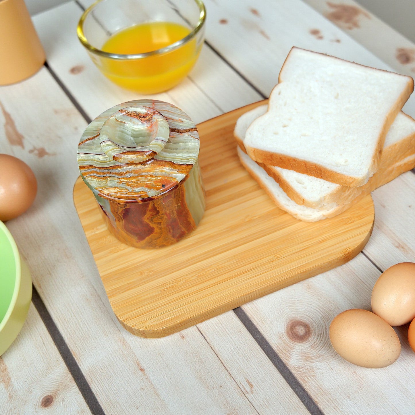 Marble Butter Crock With Lid Perfect Butter Keeper Crock- Onyx Green